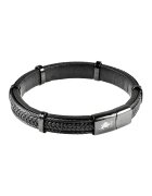US Polo Assn Bratara din piele cu placuta logo - Negru/Argintiu