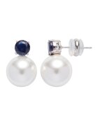 US Polo Assn Cercei cu tija - cristale si perle sintetice - Albastru inchis/Alb optic