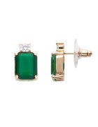 US Polo Assn Cercei cu tija si cristale - Auriu/Verde aquamarin