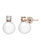 US Polo Assn Cercei decorati cu perle de sticla si zirconia - Alb - Auriu - Alb/Auriu rose