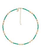 US Polo Assn Colier cu agate si pietre fosila - Auriu/Verde aquamarin