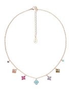US Polo Assn Colier cu cristale si elemente florale - Auriu/Turcoaz/Lila