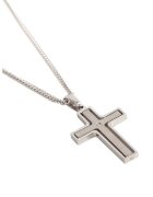 US Polo Assn Colier cu pandantiv cruce - Argintiu/Argintiu inchis