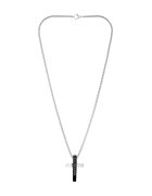 US Polo Assn Colier din otel inoxidabil cu pandantiv cruce - Argintiu/Negru