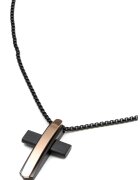 US Polo Assn Colier din otel inoxidabil cu pandantiv cruce - Auriu/Negru/Auriu rose