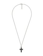 US Polo Assn Colier din otel inoxidabil - cu pandantiv in forma de cruce - Negru/Argintiu