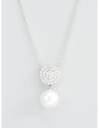 US Polo Assn Colier placat cu rodiu si decorat cu zirconia si perla sintetica - Argintiu/Alb