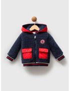 US Polo Assn Geaca din material teddy cu buzunare cu clapa - Rosu/Albastru inchis