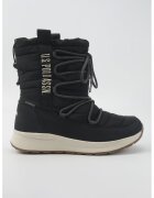 US Polo Assn Ghete din material textil cu sireturi - Alb fildes/Negru