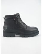 US Polo Assn Ghete din piele cu fermoar - Negru