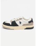 US Polo Assn Pantofi sport cu insertii din piele intoarsa - Alb/Negru/Gri
