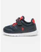 US Polo Assn Pantofi sport din piele ecologica cu garnituri din material textil si velcro - Rosu/Alb/Albastru ultramarin