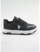 US Polo Assn Pantofi sport din piele ecologica cu model uni - Alb/Negru