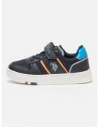 US Polo Assn Pantofi sport din piele ecologica cu velcro - Negru/Portocaliu/Albastru ultramarin