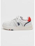 US Polo Assn Pantofi sport din piele ecologica cu velcro - Rosu/Alb