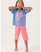 US Polo Assn Pijama cu imprimeu si maneci cazute - Albastru lavanda/Roz