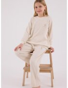 US Polo Assn Pijama cu pantaloni lungi - logo si striatii - Bej