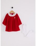 US Polo Assn Rochie evazata cu maneci lungi - Rosu/Alb
