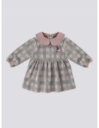 US Polo Assn Rochie in carouri cu guler Peter Pan - Gri/Roz