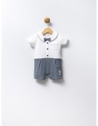US Polo Assn Salopeta scurta de bumbac cu model 2in1 - Albastru prafuit/Alb optic