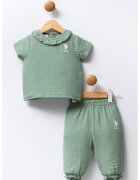 US Polo Assn Set de bluza cu maneci scurte si pantaloni - 2 piese - Verde sparanghel