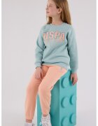 US Polo Assn Set de bluza de trening si pantaloni de trening cu logo - 2 piese - Albastru inchis/Piersica/Verde menta
