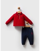 US Polo Assn Set de bluza polo din bumbac si pantaloni de trening relaxed-fit - 2 piese - Rosu/Albastru ultramarin
