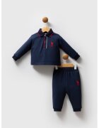 US Polo Assn Set de bluza polo din bumbac si pantaloni de trening relaxed-fit - 2 piese - Rosu/Bleumarin