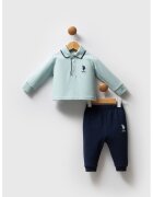 US Polo Assn Set de bluza polo din bumbac si pantaloni de trening relaxed-fit - 2 piese - Verde pal/Bleumarin