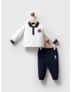 US Polo Assn Set de bluza polo si pantaloni - 2 piese - Albastru ultramarin/Alb optic