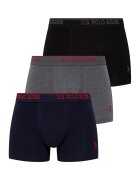 US Polo Assn Set de boxeri cu banda cu imprimeu logo - 3 perechi - Negru/Gri melange/Bleumarin