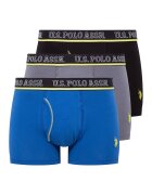 US Polo Assn Set de boxeri cu banda logo in talie - 3 perechi - Negru/Gri cenusiu/Albastru