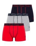 US Polo Assn Set de boxeri cu banda logo in talie - 3 perechi - Rosu/Gri melange/Bleumarin