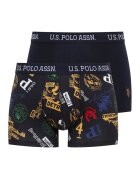 US Polo Assn Set de boxeri cu model si uni - 2 perechi - Negru/Albastru ultramarin/Galben sofran