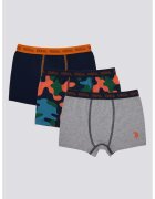 US Polo Assn Set de boxeri din amestec de bumbac - 3 piese - Gri deschis/Portocaliu mandarina/Bleumarin