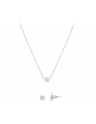 US Polo Assn Set de colier si cercei cu cristale - Argintiu