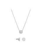 US Polo Assn Set de colier si cercei placat cu rodiu - cu cristale de zirconia - Alb/Argintiu