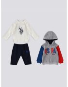 US Polo Assn Set de imbracaminte - 3 piese - Rosu/Gri melange/Albastru