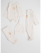 US Polo Assn Set de imbracaminte - 4 piese - Alb fildes/Portocaliu persan