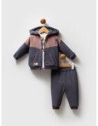 US Polo Assn Set de imbracaminte cu design colorblock - 3 piese - Alb/Maro/Gri antracit