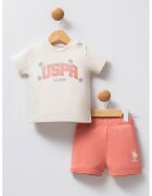 US Polo Assn Set de imbracaminte cu imprimeu logo - 2 Piese - Piersica/Alb murdar