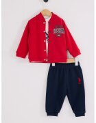 US Polo Assn Set de imbracaminte cu imprimeu logo - 3 piese - Albastru ultramarin/Rosu vermillion/Alb murdar