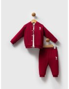 US Polo Assn Set de imbracaminte cu logo brodat - 3 piese - Rosu inchis/Alb optic