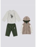 US Polo Assn Set de imbracaminte cu model colorblock - 3 piese - Maro nisip