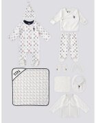 US Polo Assn Set de imbracaminte de bumbac - 10 piese - Alb/Visiniu/Albastru ultramarin