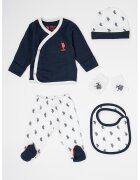 US Polo Assn Set de imbracaminte de bumbac - 5 piese - Alb/Negru