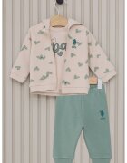 US Polo Assn Set de imbracaminte din amestec de bumbac - 3 piese - Verde pal/Crem