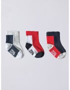 US Polo Assn Set de sosete scurte - 3 perechi - Albastru inchis/Rosu stins/Alb optic