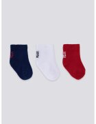 US Polo Assn Set de sosete scurte din amestec de bumbac - 3 perechi - Rosu/Alb optic/Bleumarin