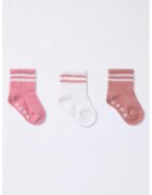 US Polo Assn Set de sosete scurte din amestec de bumbac - 3 perechi - Roz pastel/Alb optic/Roz prafuit